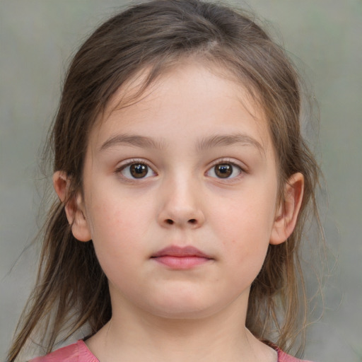 Neutral white child female with medium  brown hair and brown eyes