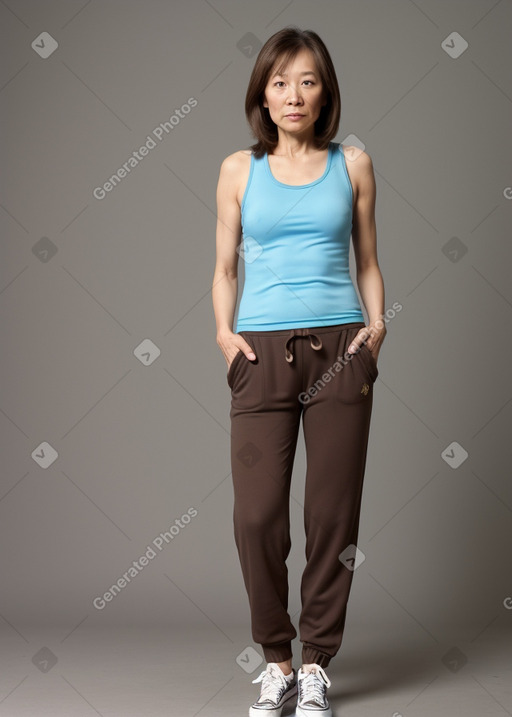 Chinese 45 years female with  brown hair