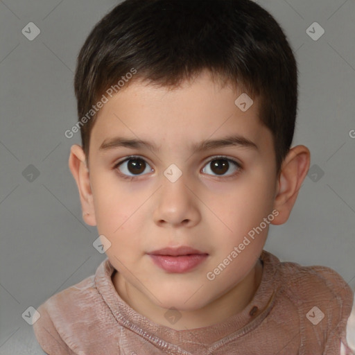 Neutral white child male with short  brown hair and brown eyes