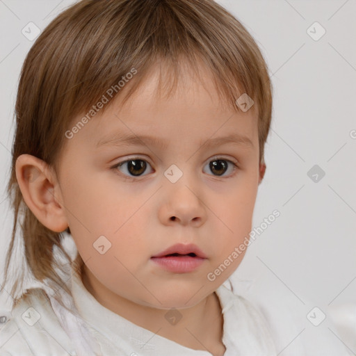 Neutral white child female with medium  brown hair and brown eyes