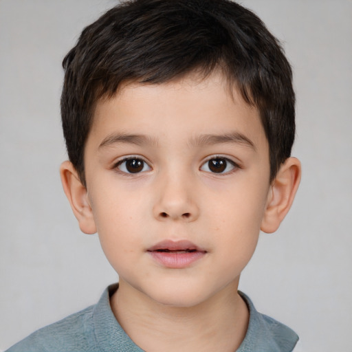 Neutral white child male with short  brown hair and brown eyes