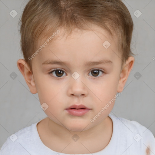 Neutral white child female with short  brown hair and brown eyes