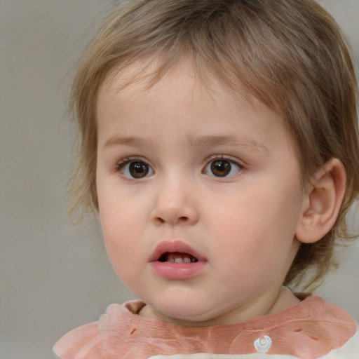 Neutral white child female with medium  brown hair and brown eyes