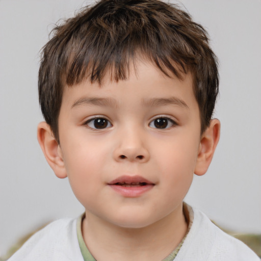 Neutral white child male with short  brown hair and brown eyes