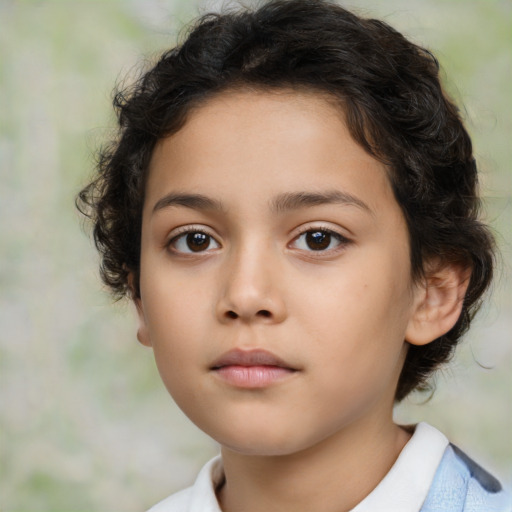 Neutral white child female with medium  brown hair and brown eyes