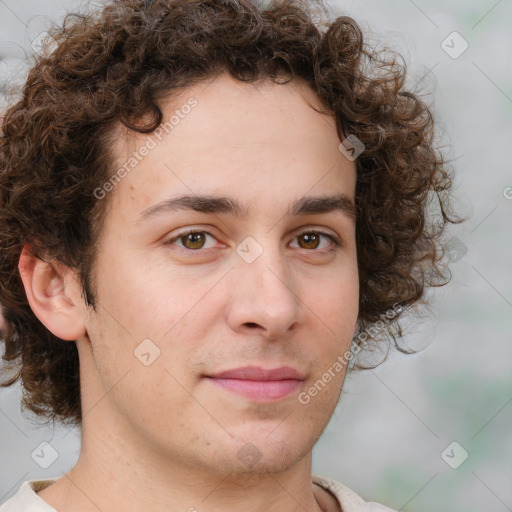 Neutral white young-adult male with medium  brown hair and brown eyes