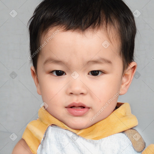 Neutral white child male with short  brown hair and brown eyes