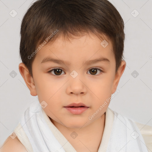 Neutral white child male with short  brown hair and brown eyes