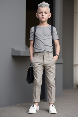 British child boy with  gray hair