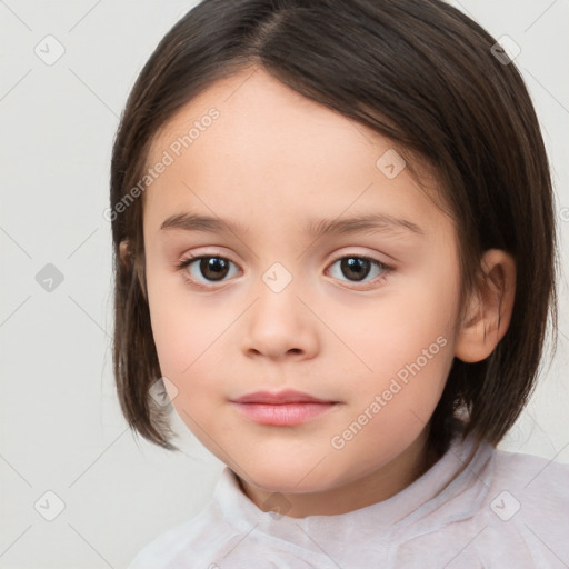 Neutral white child female with medium  brown hair and brown eyes