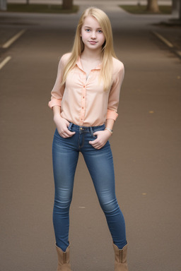 Teenager female with  blonde hair