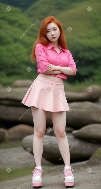 South korean adult female with  ginger hair