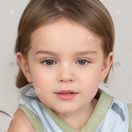 Neutral white child female with medium  brown hair and brown eyes