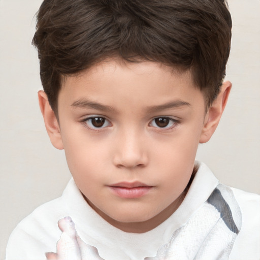 Neutral white child male with short  brown hair and brown eyes