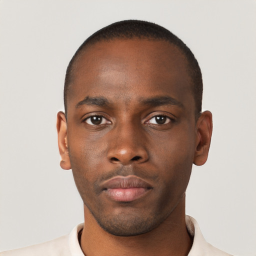 Neutral black young-adult male with short  brown hair and brown eyes