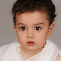 Neutral white child female with short  brown hair and brown eyes