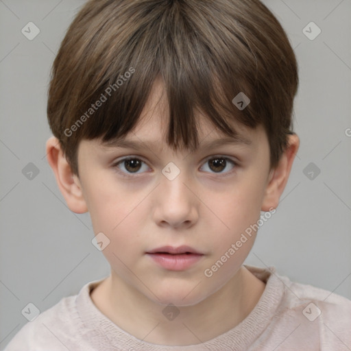 Neutral white child male with short  brown hair and brown eyes