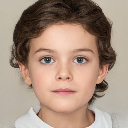 Neutral white child female with medium  brown hair and brown eyes