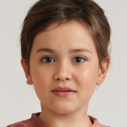 Neutral white child female with short  brown hair and brown eyes