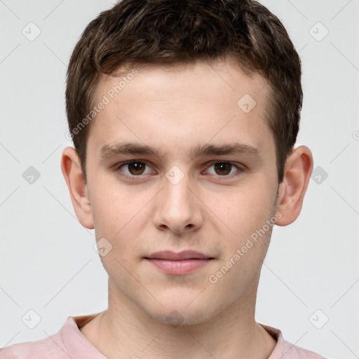 Neutral white child male with short  brown hair and brown eyes