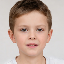 Neutral white child male with short  brown hair and brown eyes