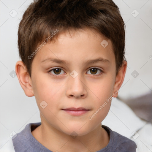 Neutral white child male with short  brown hair and brown eyes