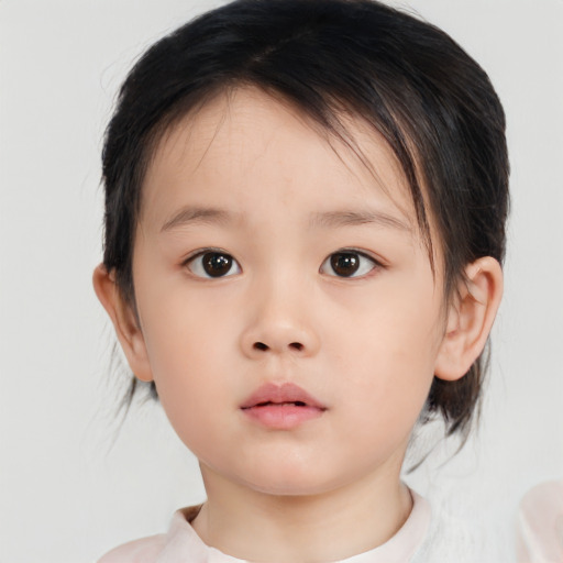 Neutral white child female with medium  brown hair and brown eyes