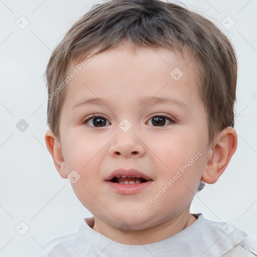 Neutral white child male with short  brown hair and brown eyes