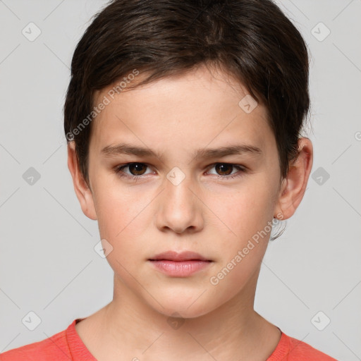 Neutral white child female with short  brown hair and brown eyes