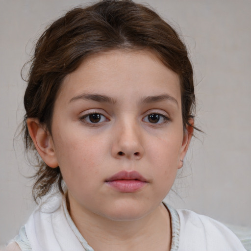 Neutral white child female with medium  brown hair and brown eyes