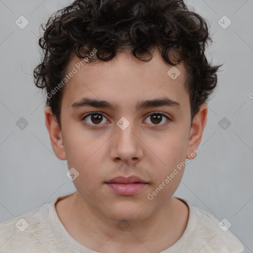 Neutral white child male with short  brown hair and brown eyes