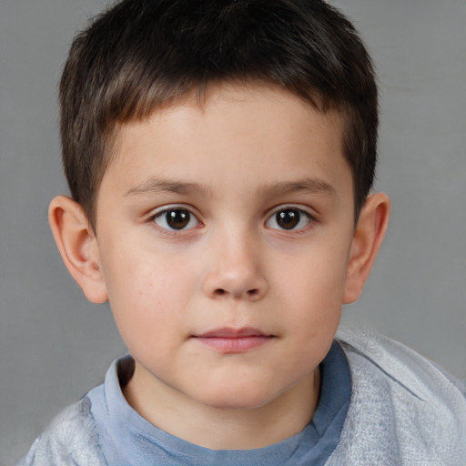 Neutral white child male with short  brown hair and brown eyes