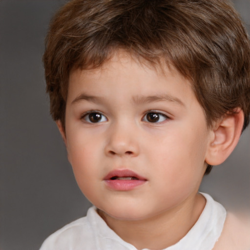 Neutral white child male with short  brown hair and brown eyes