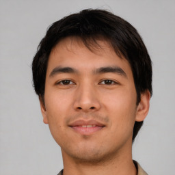 Neutral asian young-adult male with short  brown hair and brown eyes