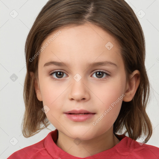 Neutral white child female with medium  brown hair and brown eyes