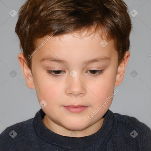 Neutral white child male with short  brown hair and brown eyes