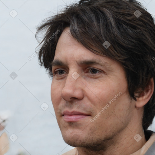 Neutral white adult male with short  brown hair and brown eyes