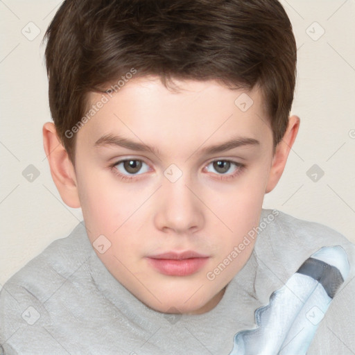 Neutral white child male with short  brown hair and brown eyes