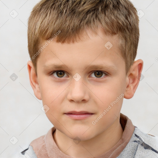 Neutral white child male with short  brown hair and brown eyes