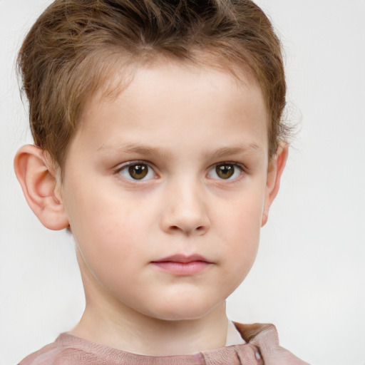 Neutral white child male with short  brown hair and grey eyes