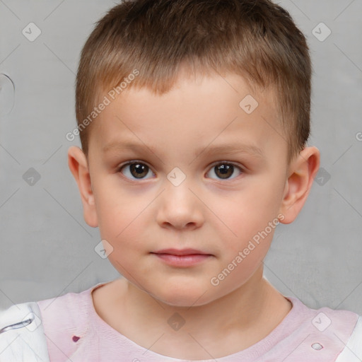 Neutral white child male with short  brown hair and brown eyes