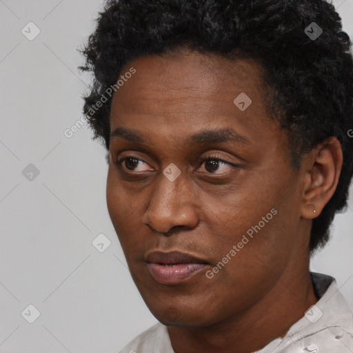Neutral latino adult male with short  black hair and brown eyes