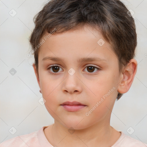 Neutral white child male with short  brown hair and brown eyes