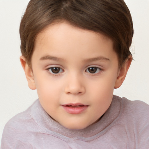 Neutral white child female with short  brown hair and brown eyes