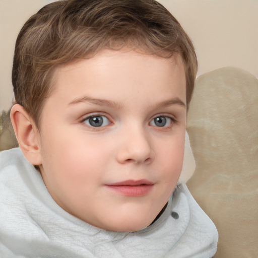 Neutral white child female with short  brown hair and brown eyes