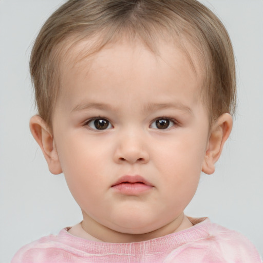 Neutral white child female with short  brown hair and brown eyes