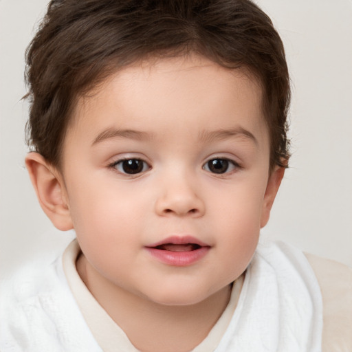 Neutral white child female with short  brown hair and brown eyes