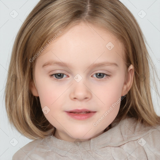 Neutral white child female with medium  brown hair and brown eyes