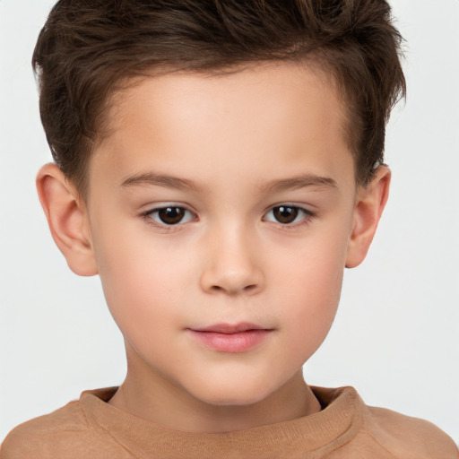 Neutral white child female with short  brown hair and brown eyes