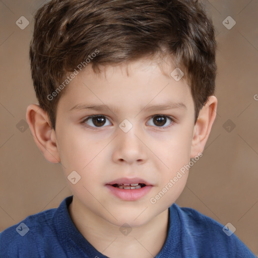 Neutral white child male with short  brown hair and brown eyes